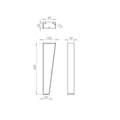 Pied de meuble triangle en acier noir H. 40 cm