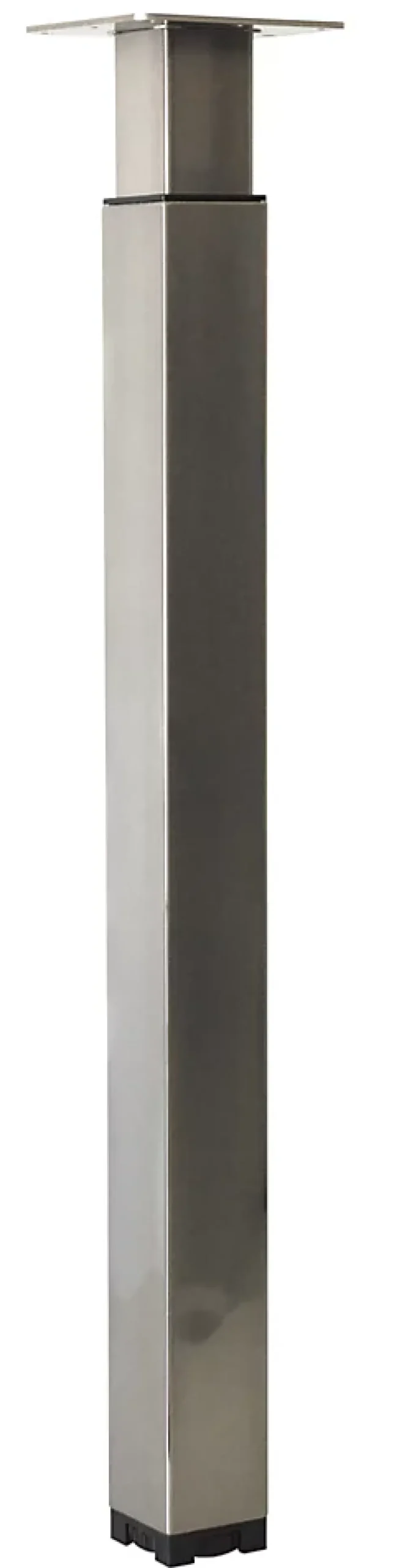 Pied de plan de travail carré en acier époxy nickelé brossé Cime Zoom H. 70 / 110 cm