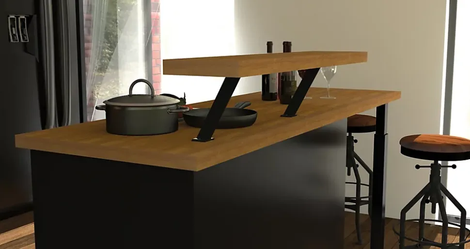 Pied de snack pour cuisine H. 20 cm métal noir vendu par 2