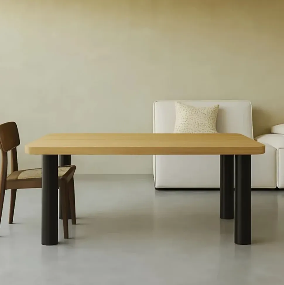 Pied de table colonne RAPHAEL en acier tube Rond droit large Noir H 71 x l 16 cm