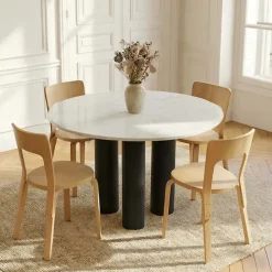 Pied de table colonne RAPHAEL en acier tube Rond droit large Noir H 71 x l 16 cm