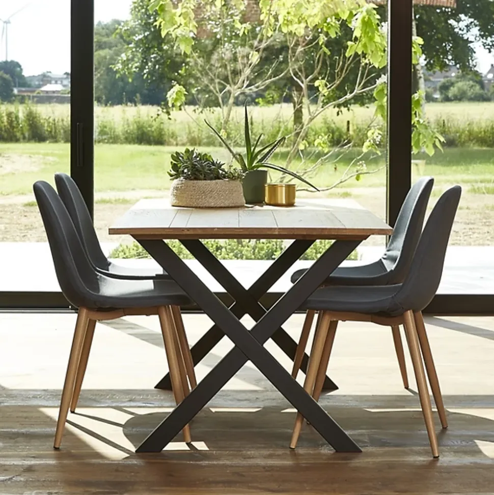 Pied de table en croix Mottez en acier noir H. 71 cm