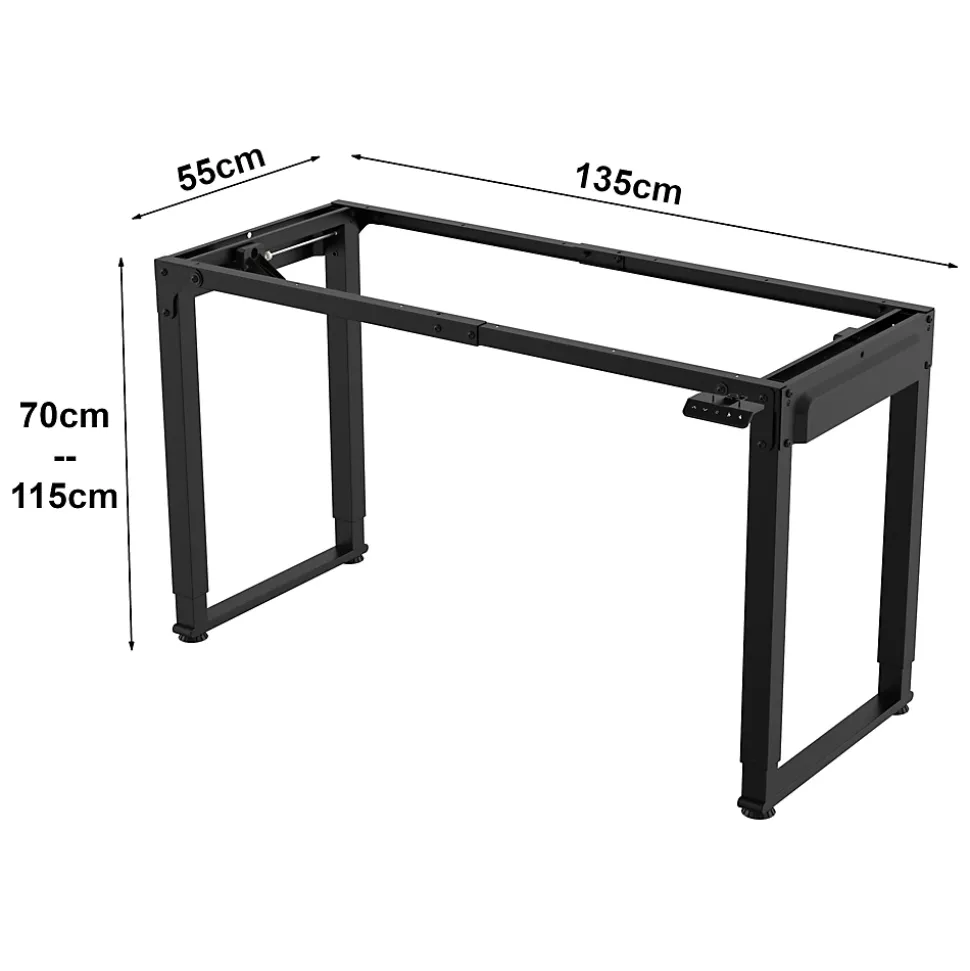 Pied de table électrique à hauteur réglable Kirkkonummi acier allié hauteur 70 -115 cm noir pro.tec