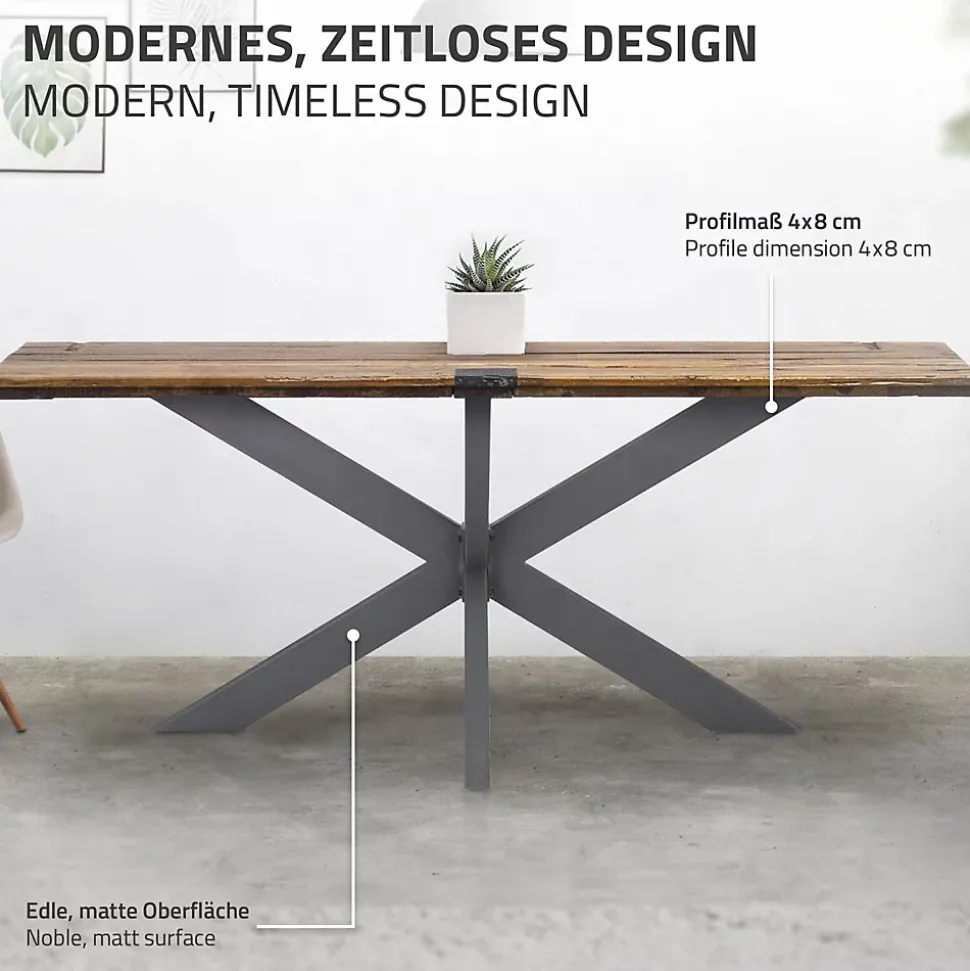 Pied de table ML-Design forme spider 78x71x120 cm anthracite acier revêtu poudre design industriel