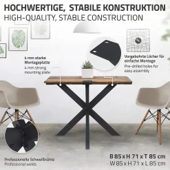 Pied de table ML-Design forme spider 85x71x85 cm noir acier revêtu par poudre design industriel