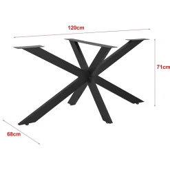 Pied de table Oberau acier fer 120 x 68 x 71 cm noir mat en.casa