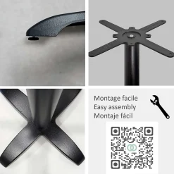 Pied de table pour mange-debout h110cm modèle Bazila noir - Restootab