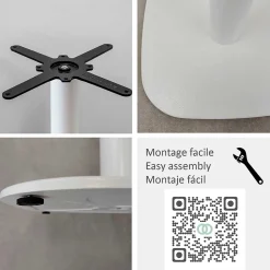 Pied de table pour table rectangulaire, modèle Round blanc - Restootab