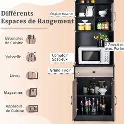 Placard de Rangement avec Stockage a Plusieurs Niveaux avec Trous de Cable, Armoire de Rangement avec Etagere Reglable