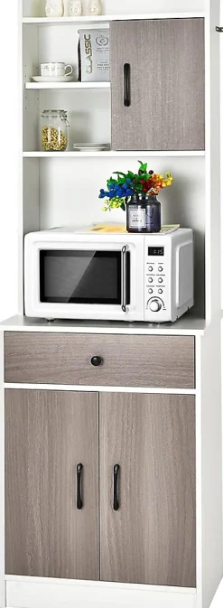 Placard de Rangement avec Stockage a Plusieurs Niveaux avec Trous de Cable Armoire de Rangement avec Etagere Reglable