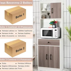 Placard de Rangement avec Stockage a Plusieurs Niveaux avec Trous de Cable Armoire de Rangement avec Etagere Reglable