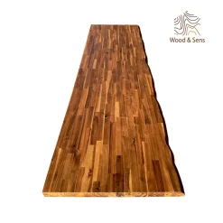 Plan de travail Acacia massif bord naturel huilé L.250 X P.65 cm, Ep.36 mm