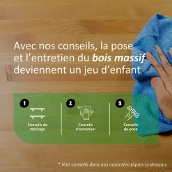 Plan de travail Acacia massif huilé lamellé collé L.250 x P.65 cm, Ep.26 mm