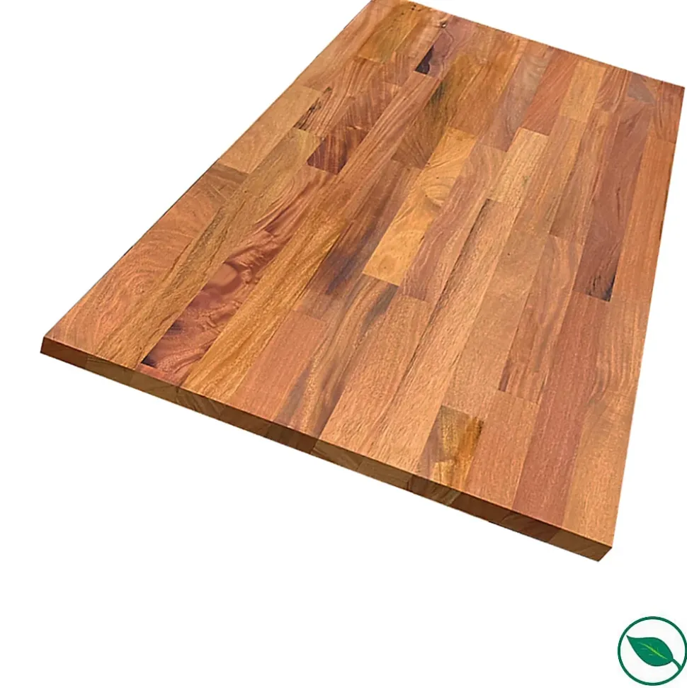 Plan de travail acajou massif huilé lamellé collé abouté 2500 x 650 x 36 mm