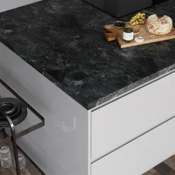 Plan de travail aspect marbre gris foncé GoodHome Kala L.300 x l.62 x Ép.3,8 cm