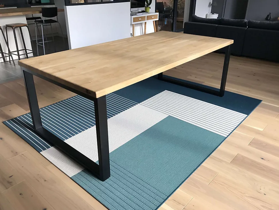 Plan de travail bois massif Chêne lamellé abouté L.200 x P.65 cm, Ep.26 mm