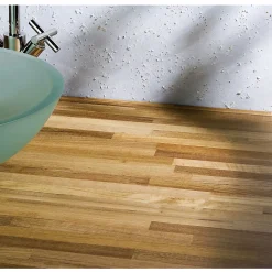 Plan de travail bois massif Teck lamellé abouté L.250 x P.65 cm, Ep.26 mm