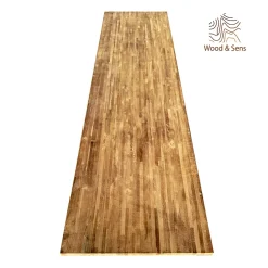 Plan de travail bois massif Teck lamellé abouté L.250 x P.65 cm, Ep.26 mm
