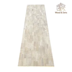 Plan de travail bois massif Hévéa lamellé abouté L.250 x P.65 cm, Ep.26 mm