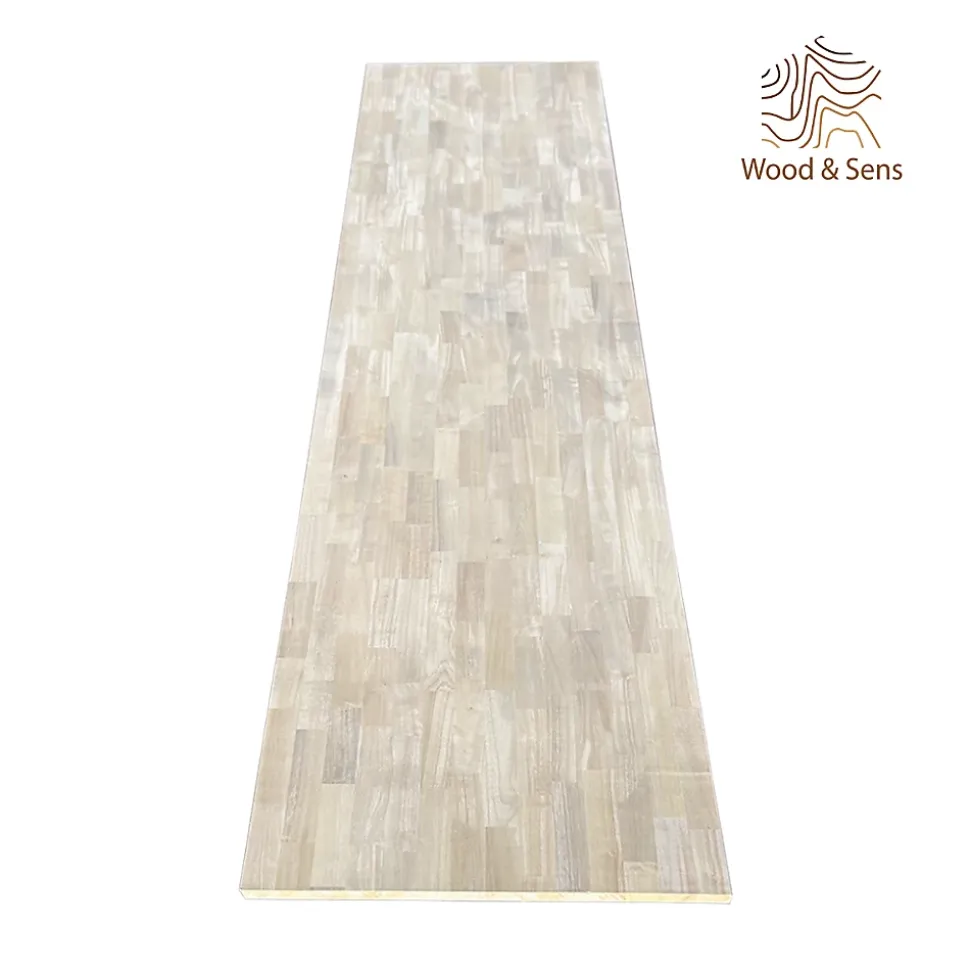 Plan de travail bois massif Hévéa lamellé abouté L.250 x P.65 cm, Ep.26 mm