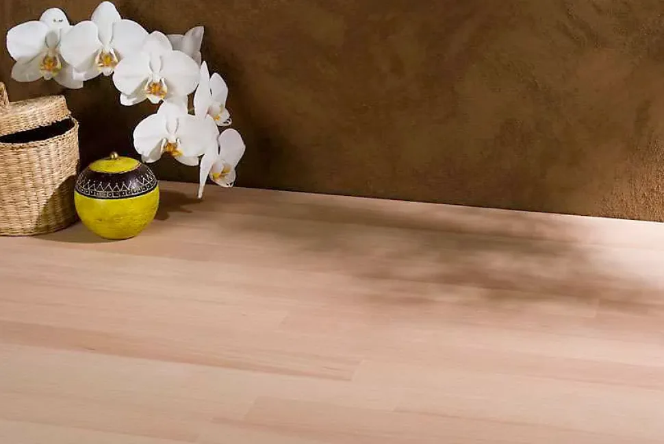 Plan de travail bois massif Hévéa lamellé abouté L.250 x P.65 cm, Ep.26 mm