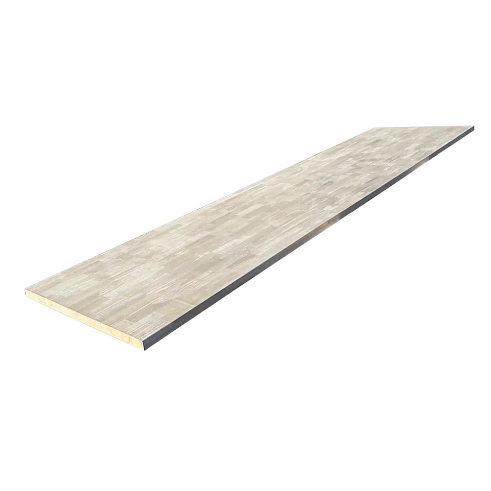 Plan de travail bois massif Hévéa lamellé abouté L.250 x P.65 cm, Ep.26 mm