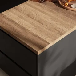 Plan de travail chêne massif foncé GoodHome Hinita L.300 x l.62 x Ép.4 cm