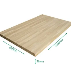 Plan de travail Chêne massif lamellé collé abouté 2000 x 650 x 26 mm