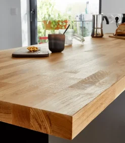 Plan de travail chêne massif L.300 x l.62 x ép.4 cm GoodHome Hinita