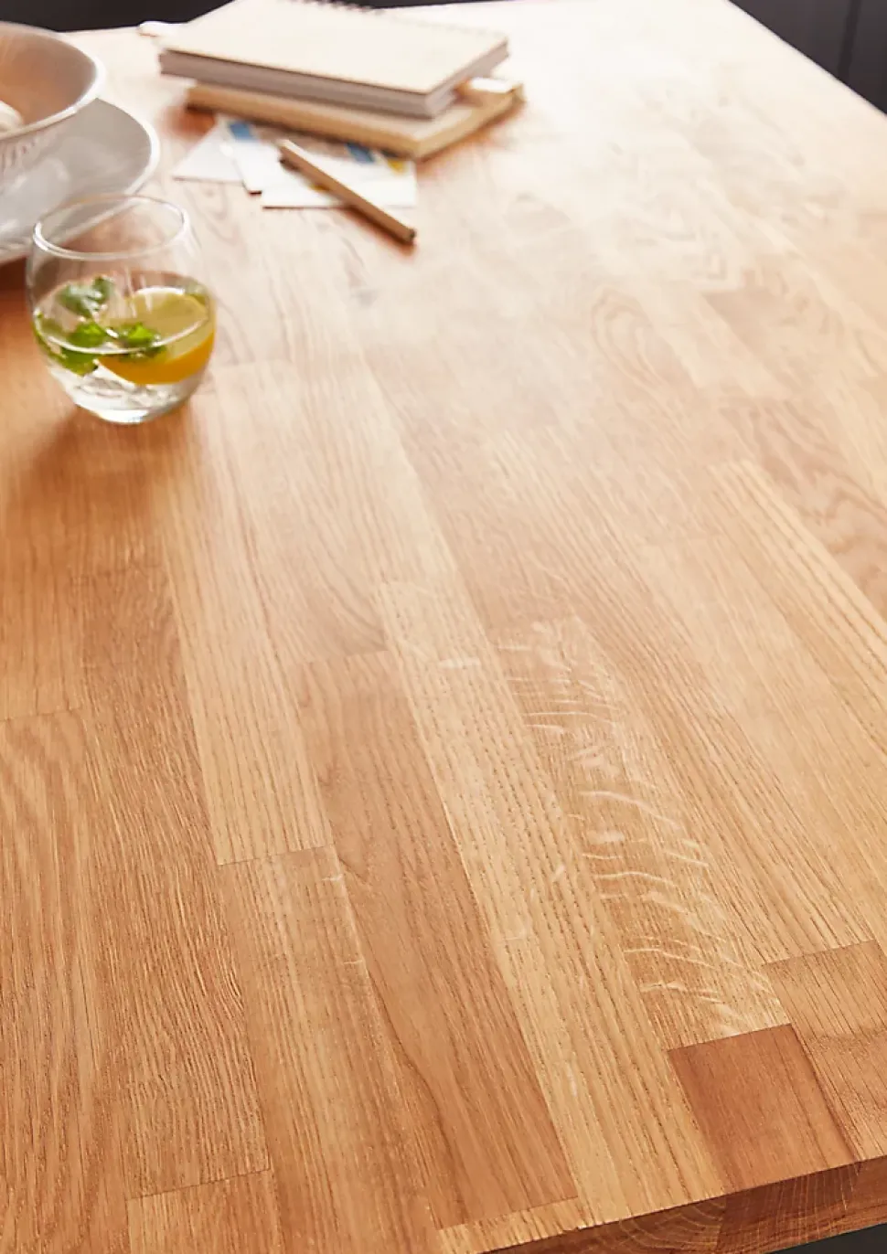 Plan de travail chêne massif L.300 x l.62 x ép.4 cm GoodHome Hinita