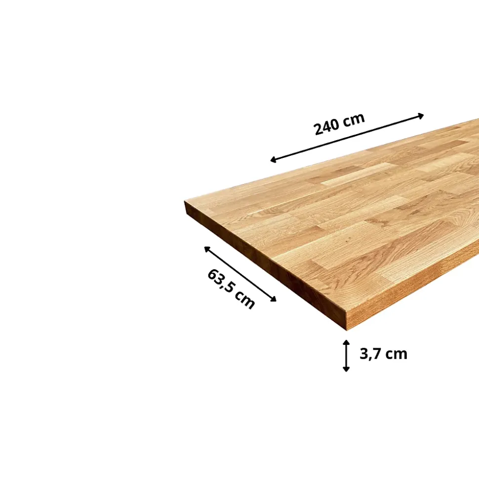 Plan de travail Chêne plaqué huilé, L.240 cm x l.63,5 cm, Ep.37 mm