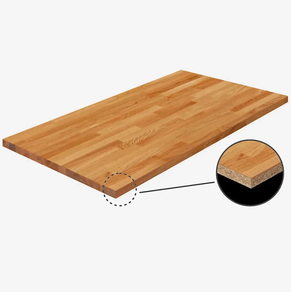 Plan de travail Chêne plaqué huilé, L.240 cm x l.63,5 cm, Ep.37 mm