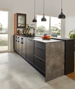 Plan de travail compact 1 face aspect céramique / 1 face aspect minéral GoodHome Nepeta L.300 x l.62 x Ép.1,2 cm