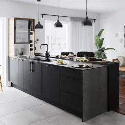 Plan de travail compact 1 face aspect céramique / 1 face aspect minéral GoodHome Nepeta L.300 x l.62 x Ép.1,2 cm