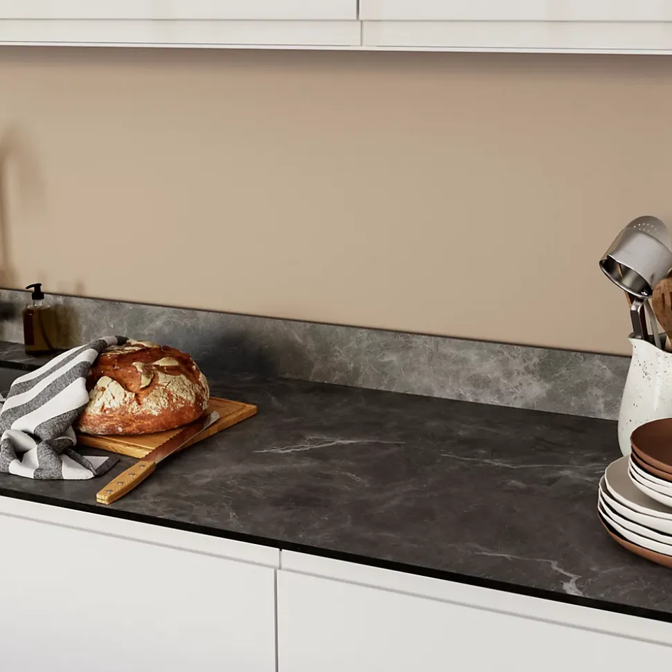 Plan de travail compact aspect marbre gris GoodHome Nepeta L.300 x l.62 x Ép.1,2 cm
