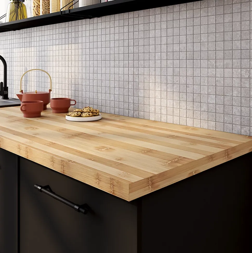 Plan de travail en bambou l.250 cm x l.65 cm x éP.3,6 cm