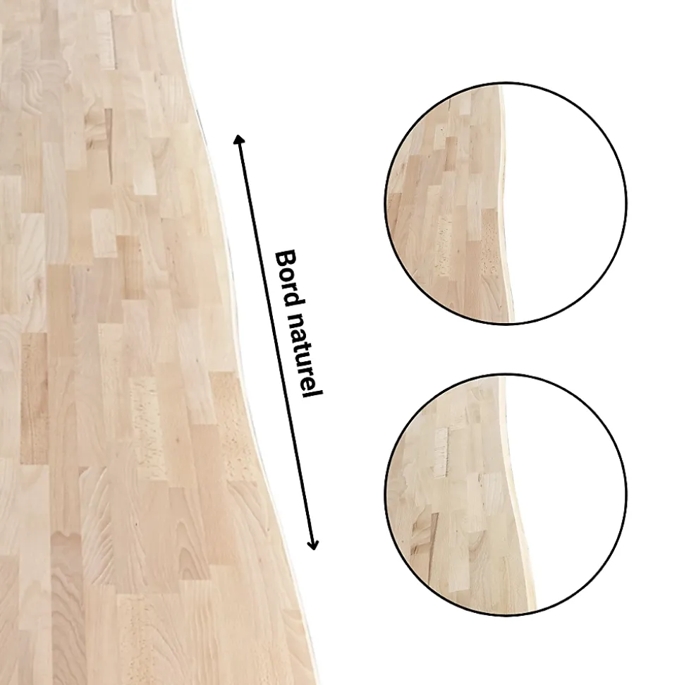 Plan de travail Hêtre massif bord naturel L.250 x l.65 cm, Ep.36 mm