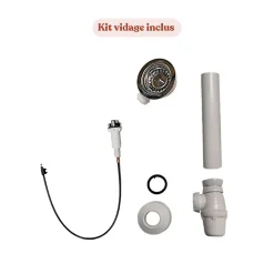 Plan de travail monobloc PlaniQuartz avec évier - 100 cm - Nero - évier à gauche - Plaque de cuisson Vitrocéramique