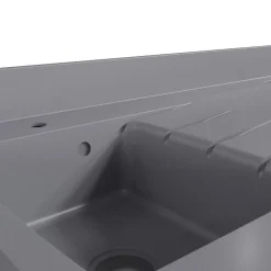 Plan de travail monobloc PlaniQuartz avec évier - 180 cm - Cromo - évier à droite - Plaque de cuisson Vitrocéramique