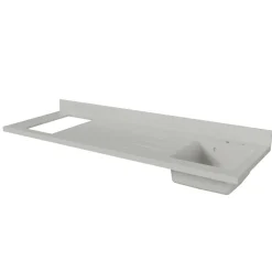 Plan de travail monobloc PlaniQuartz avec évier - 180 cm - Snova - évier à droite - Plaque de cuisson Non inclus