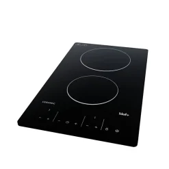 Plan de travail monobloc PlaniQuartz avec évier - 180 cm - Nero - évier à droite - Plaque de cuisson Induction