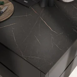 Plan de travail réversible compact 1 face aspect marbre noir / 1 face noir mat GoodHome Nepeta L.300 x l.62 x Ép.1,2 cm