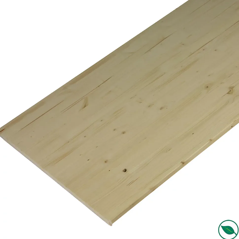 Plan de travail sapin massif lamellé collé abouté 2500 x 600 x 28 mm