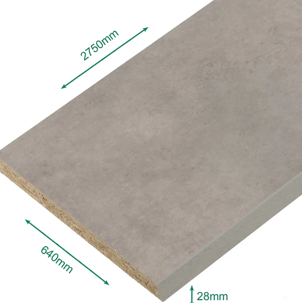 Plan de travail stratifié béton 2750 x 640 x 28 mm