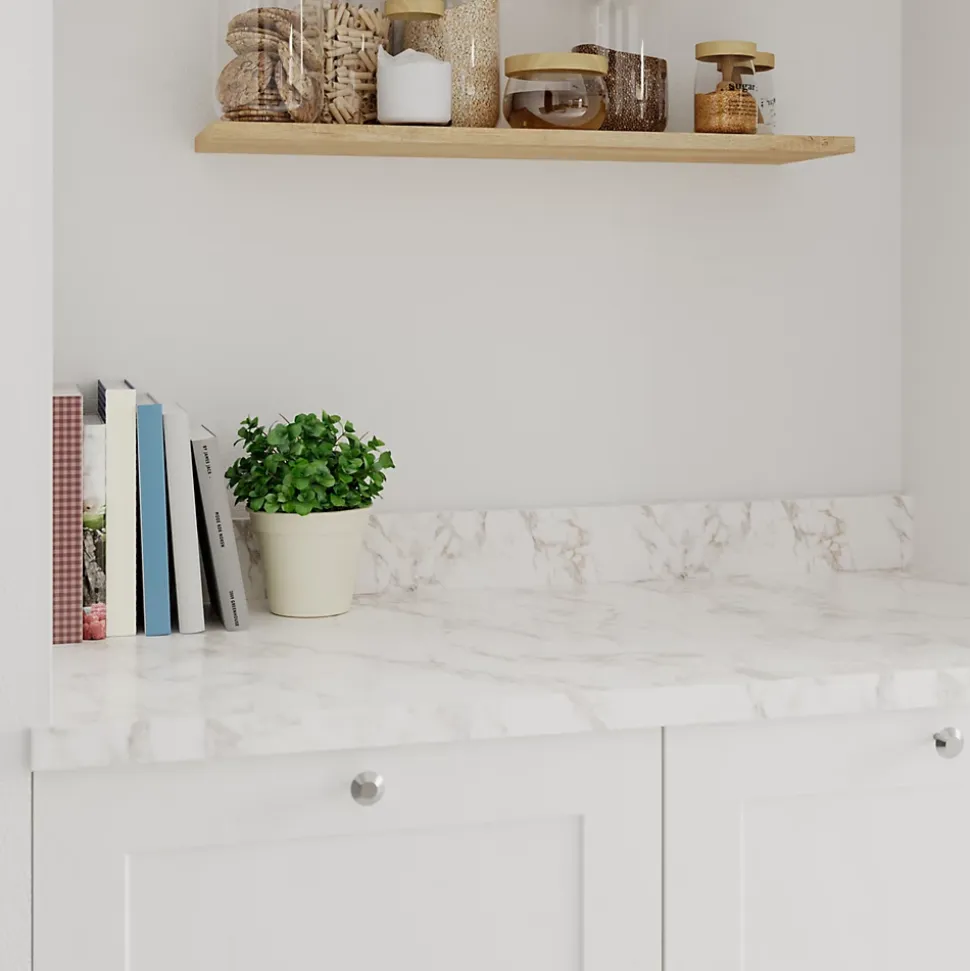 Plan de travail stratifié aspect marbre beige GoodHome Berberis L.300 x Ép.3,8 cm