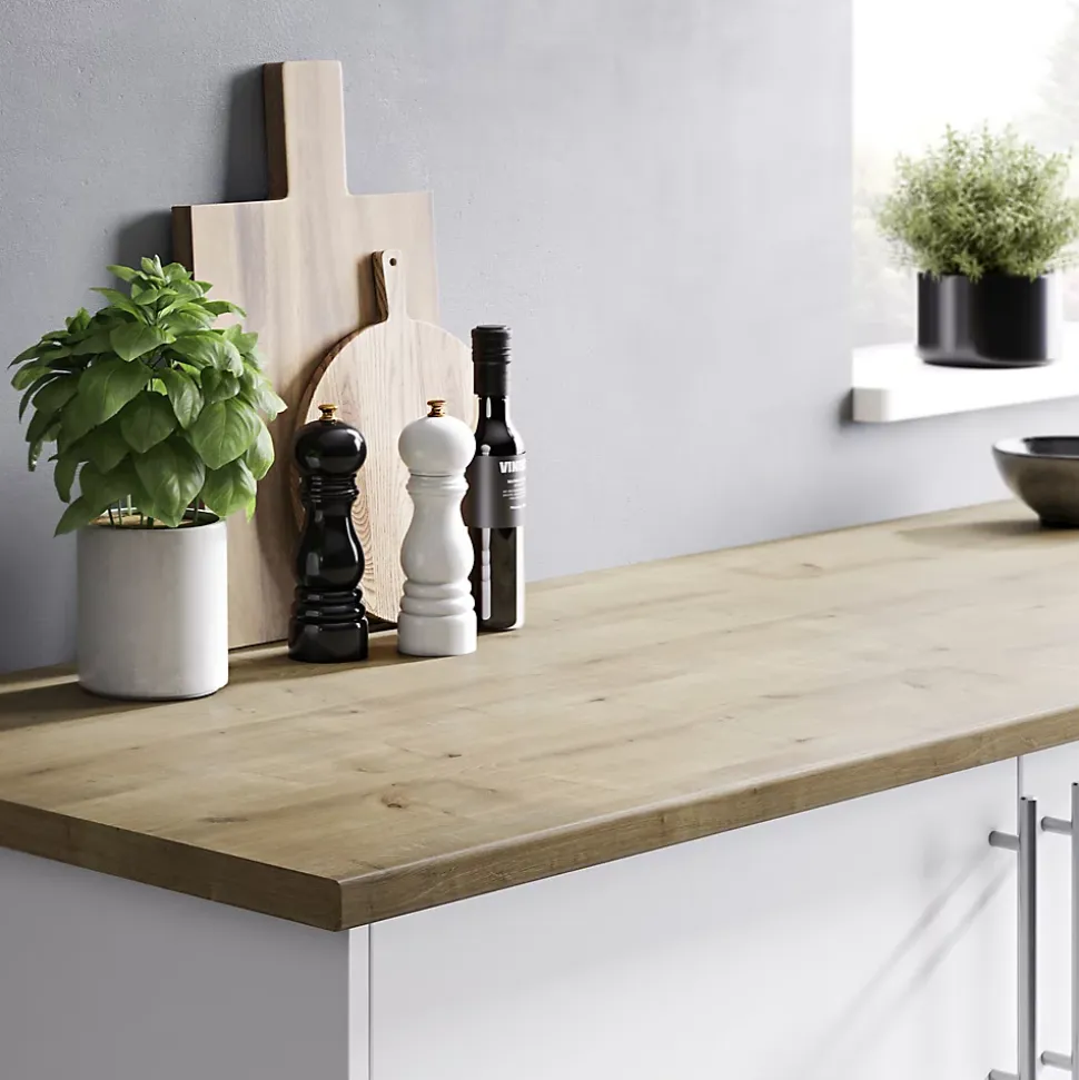 Plan de travail stratifié aspect chêne GoodHome L.180 x l.62 x Ép.2,8 cm