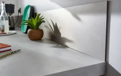 Plan de travail stratifié gris effet béton L.300 x l.62 x ép.3,8 cm, GoodHome Kala