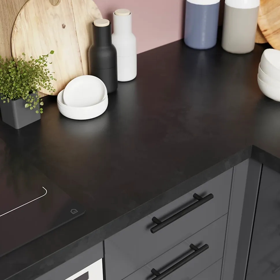 Plan de travail stratifié aspect ardoise GoodHome Kala L.300 x l.62 x Ép.3,8 cm