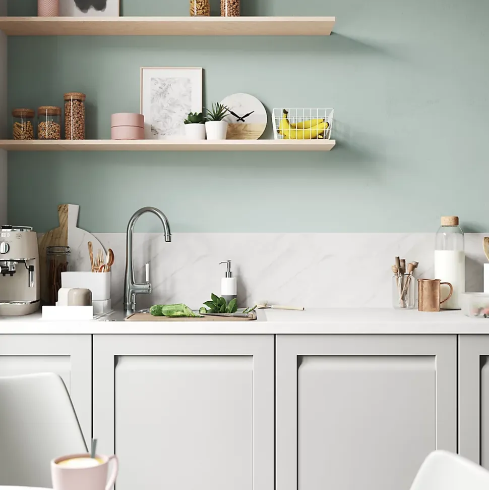 Plan de travail stratifié effet marbre blanc Izee L. 246 cm x l. 63,5 cm x Ép. 38 mm