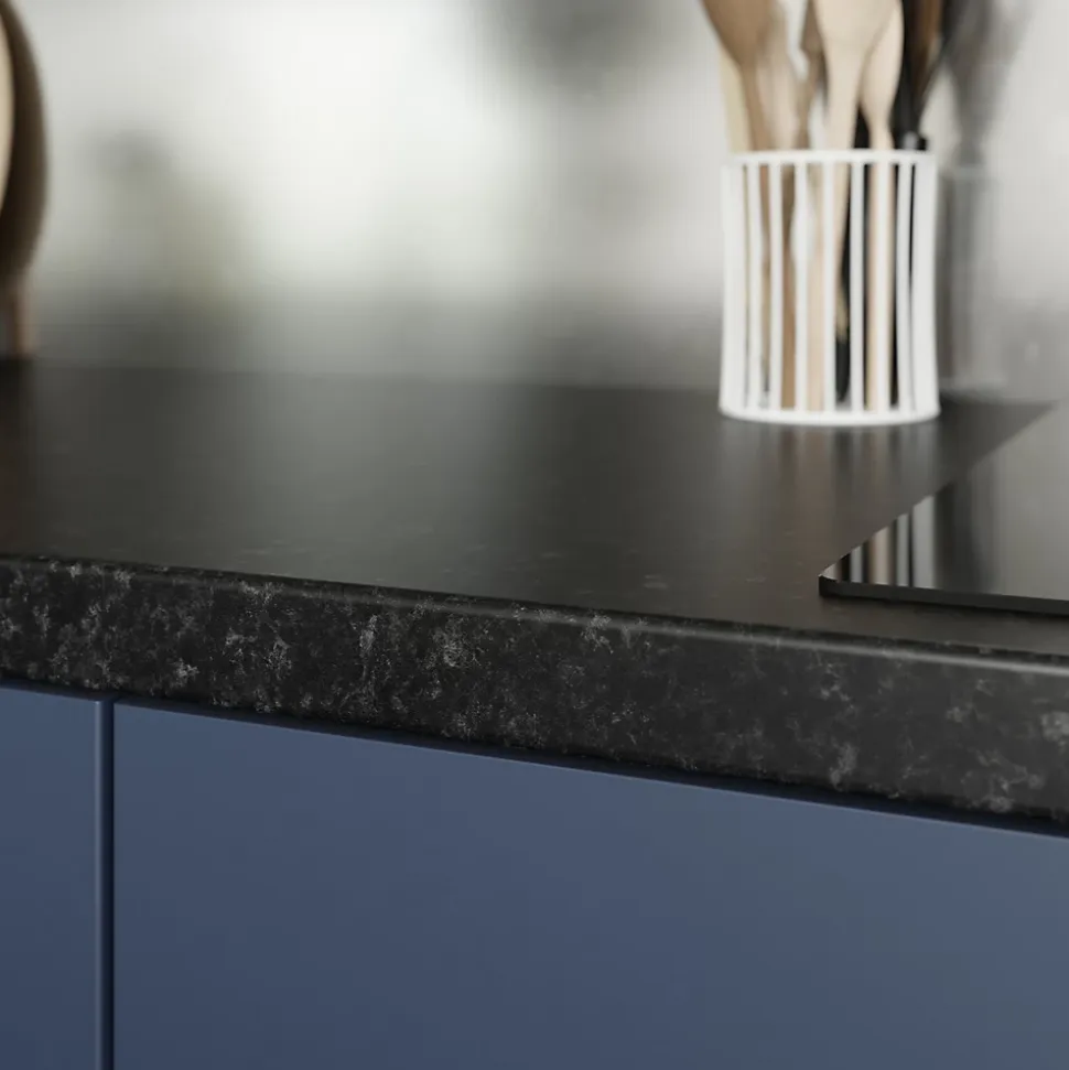 Plan de travail stratifié effet granit noir L.300 x l.62 x ép.3,8 cm, GoodHome Kabsa